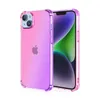 Coque de téléphone en Tpu couleur progressive arc-en-ciel, quatre coins, anti-chute, antichoc, transparente, souple, pour iPhone 14 13 12 11 Pro Xs Max Xr X 6 7 8 Plus