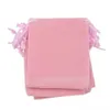 Pink Velvet Drawstring Gift Bags Small Jewelry Pouches Christmas Wedding Favor holder Custom Printed logo 7x9cm 50pcs lot