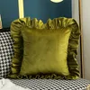 Pillow Lotus Leaf Velvet Decorative Solid Vintage Green Cover For Couch Sofa Bedroom Living Room 45x45cm 2023