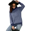 Kvinnors T-skjortor Autumn och Winter Long Sleeve Turtleneck Women 2023 Löst fit veckad kontrast Manschettkrage T-shirt Toppkvinna