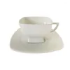 Koppar Saucers Creative Ceramic Mug Modern Pure White Decorative Office Desktop Coffee Cup and Saucer Set European Living Room Teacups