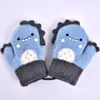 Mitten for Children Party Favor Cute Cartoon Dinosaur Warmer Thick Knitted Mittens For Baby New Hanging Neck Winter Glove Soft Kids gloves Wholesale