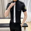 Chemises décontractées pour hommes Style coréen hommes chemise blanche avec cravate uniforme à manches courtes vêtements pour le travail armée Combat militaire