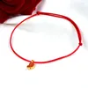 Bracelets de cheville ZHIXI véritable bracelet de cheville en or 24K 999 pendentif coeur réglable corde rouge pour les femmes bijoux fins cadeau J572