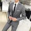 Men's Suits 3 Pcs Suit Coat Pants Vest Set / 2023 Fashion Men's Casual Boutique Pure Color High-quality Business Wedding Jacket Blazers
