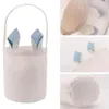 Sublimatie Easter Eggs Embet Party Feest Feestelijke Diy Blank Bunny Basket Long Ears Rabbit Basket Kids Toy Storage Bag Festival Groothandel