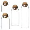 Storage Bottles Transparent Cork Glass Bottle Food Sealing Jar Nut Coffee Bean Lead-Free