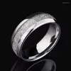 Anneaux de mariage 8MM motif de pierre de météorite incrusté couleur argent bague en acier inoxydable bande de fiançailles Cocktail fête haute bijoux