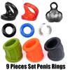 Sex Toy Kuisheid vloeibare siliconen speelgoed voor mannen testikels bdsm scrotum penis riem kooi kooi ringtijd vertraging lul mouw
