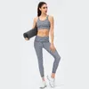 Active Sets Women Houndstooth Fabric Fitness Sports Suit Two Piece Yoga Set Sexy Cross Back Gym Bra High Waist Leggings Female Workout Wear