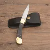 1PCS Classic 112 Auto taktyczne składanie noża 440C Satin Blade Ebony/mosiężne klamka na głowę EDC Kieszeczki z skórzaną osłoną noża