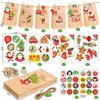 Christmas Decorations Pouch Party Supplies Gift Biscuit Packing Label Stickers Xmas Tags Kraft Paper Bag Bags