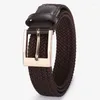 Bälten 3.0 cm Simple Square Buckle Elastic Belt Female High-End Sense Student Free Punch Korean Version All-Match Canvas