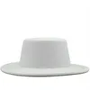 Kapelusze skąpe proste kobiety wełniane poczuj białe szerokie fedorowie na przyjęciu na przyjęcie ślubne wieprzowe pieprzowe fedora hat foppy derby Triby Hats 0103