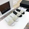 Fashion beaded flat slippers women's black and white