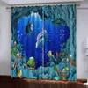 Cortina Animal mundo submarino 3D niños dormitorio sala de estar decoración del hogar salón cortinas opacas