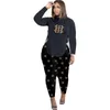 Women Tracksuits Designer 2023 New Casual Letters Printed Side Slit Machine Eye Bandage Round Neck Sports Suit 6 Colours