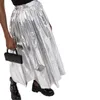 Rokken y2k witte geplooide holografische trendy streetwear Sliver high taille clubkleding feestfestival kleding outfits voor vrouwen