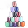12oz Mugs Wine tumbler Stainless Steel Wine Glasses Egg Cups Colourful Stemless Wine Glasses with Lid Shatterproof Vacuum RRA935