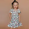 Abiti per ragazza Moda Bambini Abbigliamento per vacanze di Pasqua Paillettes stella Matrimonio Abito in chiffon bianco Party Princess Smock 3-8Y