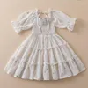 Abiti per ragazza Moda Bambini Abbigliamento per vacanze di Pasqua Paillettes stella Matrimonio Abito in chiffon bianco Party Princess Smock 3-8Y