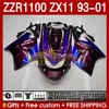 Wine red blue Body For KAWASAKI NINJA ZX-11 R ZX-11R 93 01 ZZR1100 1993 1994 1995 1996 1997 165No.134 ZZR-1100 ZX 11 R 11R ZX11 R ZZR 1100 CC ZX11R 1998 1999 2000 2001 Fairing