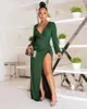 Günlük elbiseler uzun kollu seksi elbise akşam doğum günü düğün yeşil maxi kadınlar için parti kulüp kıyafetleri zarif kıyafetler 2023 moda