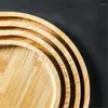 Plates Bamboo Wooden Round Pallet Solid Wood Tea Tray Casserole Mat Bread Nut Snack Storage 15/20/25/30Cm Kitchen