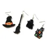 Dangle Boucles D'oreilles Irrégulière Halloween Exagéré Fantôme Boo Sorcière Chapeau Acrylique Pour Femmes Fille Noir Mode Bijoux Femme