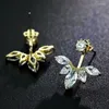 Pendientes de tuerca de Plata de Ley 925, elegante, dulce flor, circonita cúbica brillante, para mujer, regalos de cumpleaños, antialérgico