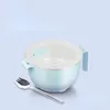 Bowls Fashionable Stainless Steel Instant Noodle Bowl Japanese Style Cover Set Convenient Fast Cup Dormitory Lunch Box Artifact