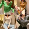 女性用Tシャツ薄いセクシーなクラブスリムシャツ女性ティー衣類綿韓国ファッション秋のトップTシャツカミゼタデュージャー