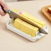 Tallrikar Portable Butter Box Tätning med trälock Kniv Keramikhållare Verktyg Nordisk Style Ostlagring Magasinplattbehållare för kök