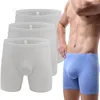 Underbyxor mjuka bambu herrar boxare 3 pack bekväma underkläder män lång ben grundläggande vit viskos underkläder stammar sport boxershorts fasta