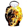 Heren Hoodies Flame Skull Fashion Fashion Boy Girls 3D Gedrukte Unisex Harajuku Streetwear Autumn Casual Clothing