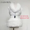 Women s Fur Faux ZADORIN Winter Coat Women Fashion Detachable Sleeves Hood Duck Down s Hooded Black Puffer Jacket Outwear 221231