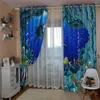 Cortina Animal mundo submarino 3D niños dormitorio sala de estar decoración del hogar salón cortinas opacas