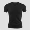 Herr t-shirts nya herr t-shirt ren färg v krage kortärmade toppar tees män t-shirt svarta tights man t-shirts fitness för manliga kläder t230103