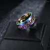 Cluster Rings Finger Fidget Spinner Stainless Steel Chain Rotatable Ring Men Classical Rome Digital Power Sense Gift Anxiety