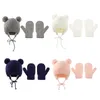 Accessoires de cheveux Mignon Tricoté Pompon Bébé Chapeau Épais Chaud Fille Garçon Bonnet Hiver Bonnet D'oreille Ensemble Enfants Gants Chapeaux Bonnet Muts Pour Né