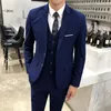 Men's Suits 3 Pcs Suit Coat Pants Vest Set / 2023 Fashion Men's Casual Boutique Pure Color High-quality Business Wedding Jacket Blazers