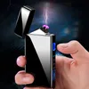 USB -färgglad vindtät cyklisk laddning Double Arc Lighter Portable Innovative Design LED Light for Herb Cigarett Tobaksrökande rörhållare