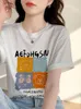 Camisetas femininas gkfnmt camisetas básicas de algodão casual feminino de desenho animado impressão de camisetas de tamanho grande feminino verão cozzy tops 2023 harajuku y2k