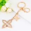 Keychains Lanyards Creative Clover Pendant Keychain Cubic Zirconia Metal Four Leaf Bag Car Key Charm Keyring Accessories Jewelry Gifts 230103