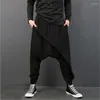 Calças Masculinas Tamanho Grande Masculino Casuais Drape Drop Virilha Harém Calças Hip-hop Baggy Dança Estilo Punk Gótico