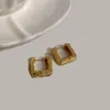 Hoop Earrings Flatfoosie Gold Color Square Small For Women Girls Punk Simple Geometric Brass 2023 Fashion Jewelry