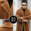 Jaquetas masculinas de couro de inverno quente casaco de ovelha shearling longo alpaca blusão jaqueta de vento 221231