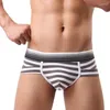 Underbyxor öppna påse män underkläder randiga boxare shorts sexig jockstrap bomull för man låg stigande gay manliga boxare