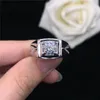Cluster Rings Excellent 1CT Moissanite Men's Engagement Ring Solid White Gold 585 Love Promise Wedding Jewelry Gift For Male