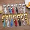 Flatware Sets 24Pcs/set 18/10 Stainless Steel Dinner Black Gold Dinnerware Set Knife Fork Spoon Cutlery Kitchen Tableware Silverware